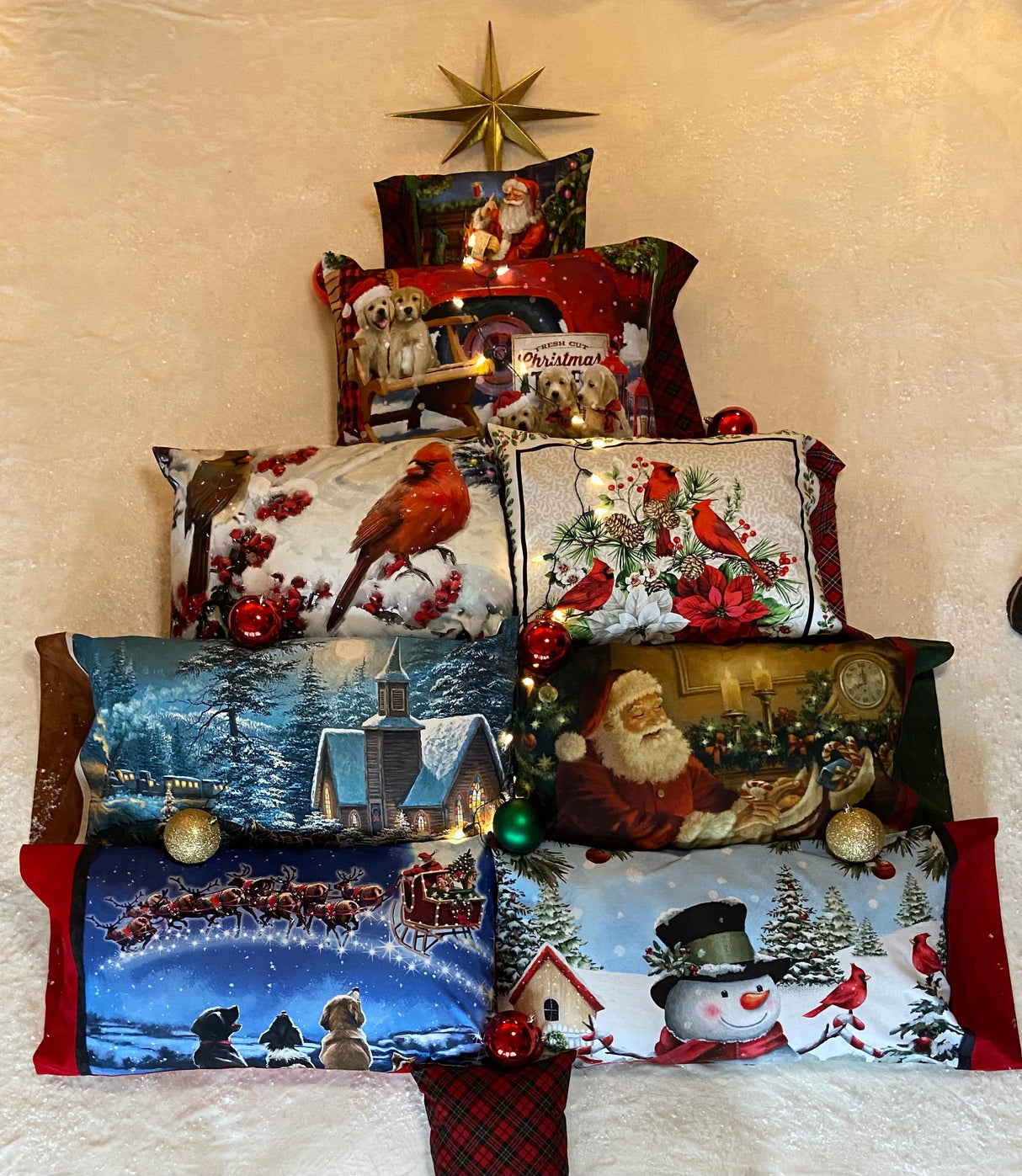 Pillowcases from Panels Christmas Book Pattern by J. Minnis Designs
