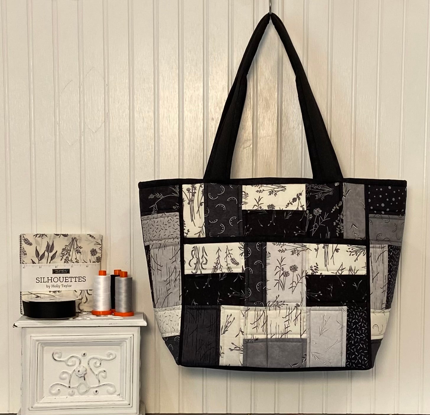 Canvas Tote with Rug Hooked fashion Coffee Love Pocket