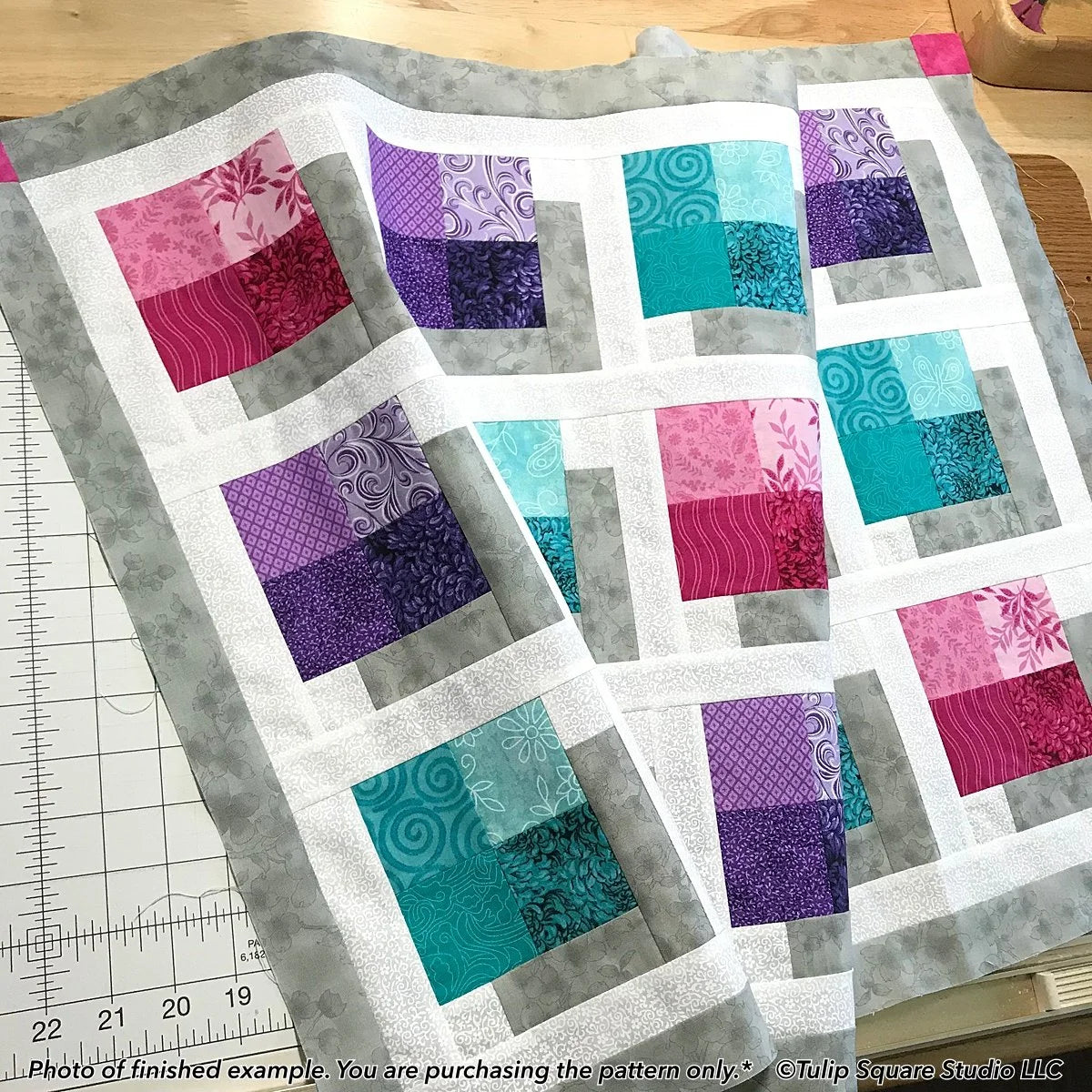 Shadow Boxes Table Topper Downloadable Patternn by Tulip Square