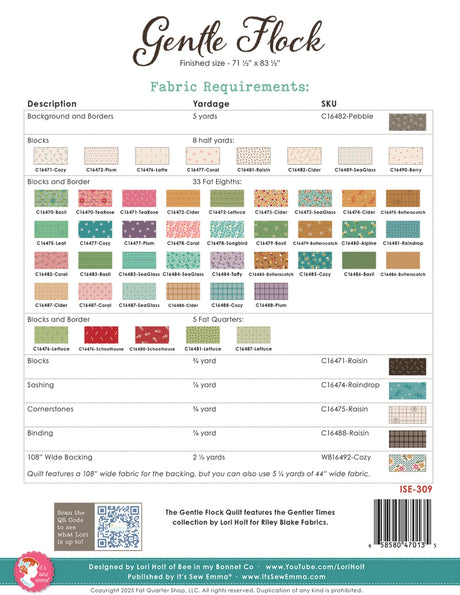 Back of the Gentle Flock Quilt Pattern by Its Sew Emma