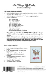 Back of the It's A Dog's Life Greeting Cards Downloadable Pattern by Fabric Confetti