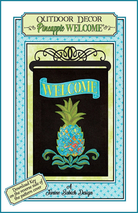 Outdoor Decor #5 PIneapple Welcome Pattern - Janine Babich Designs - 12.5" x 18"