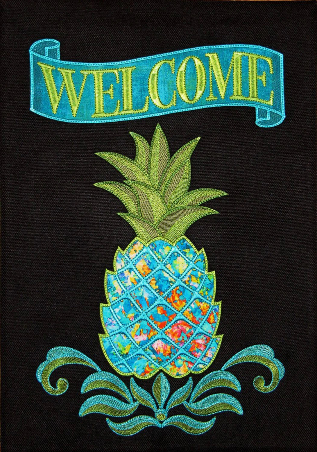 Outdoor Decor #5 PIneapple Welcome Pattern - Janine Babich Designs - 12.5" x 18"