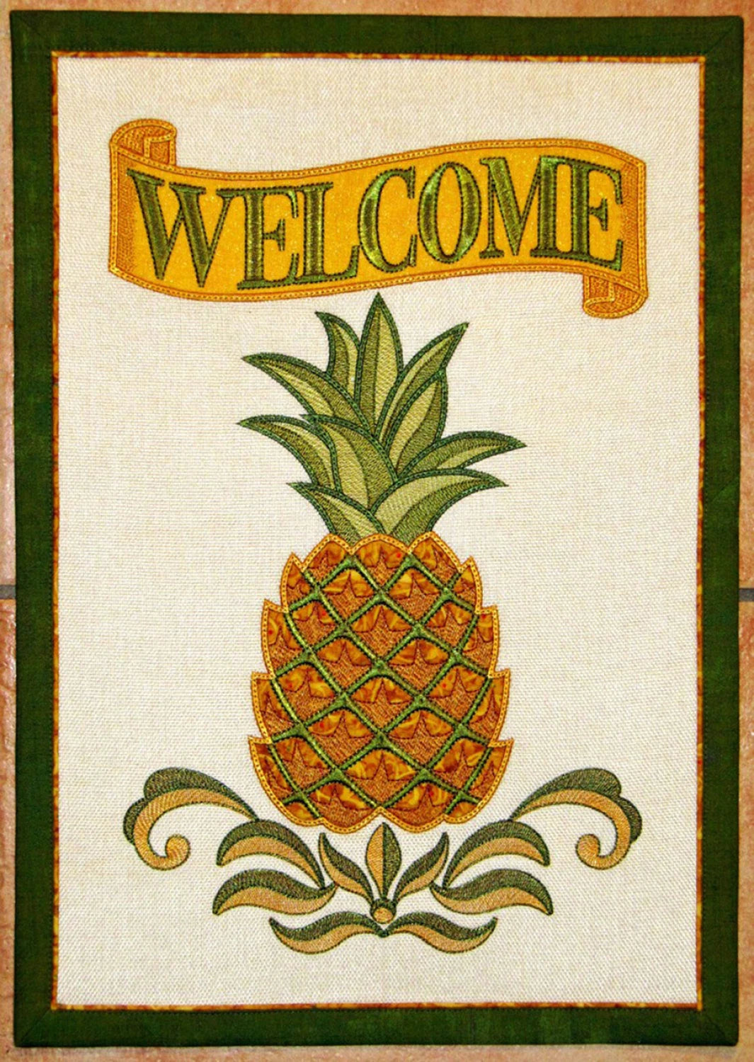 Outdoor Decor #5 PIneapple Welcome Pattern - Janine Babich Designs - 12.5" x 18"