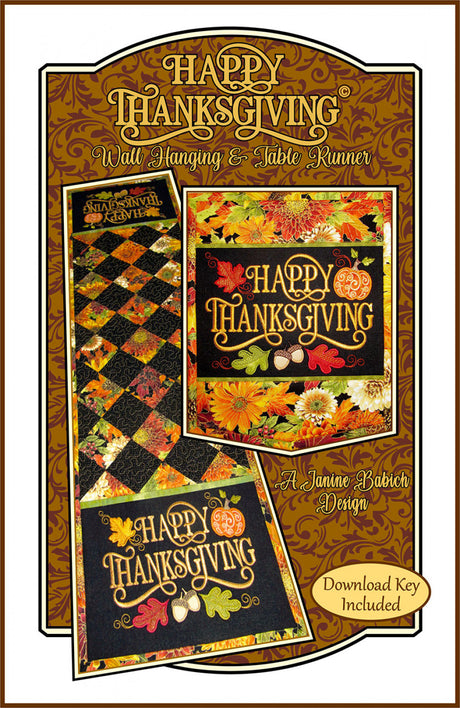 Happy Thanksgiving Wall Hanging & Table Runner Downloadable Pattern by Janine Babich Designs