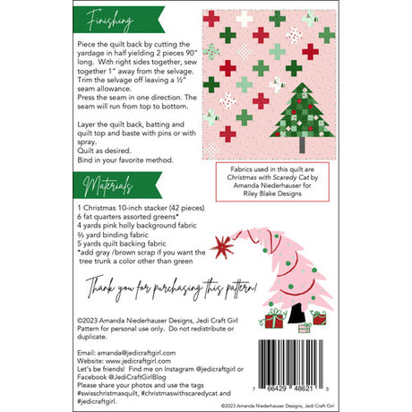 Back of the Swiss Christmas quilt pattern by Amanda Niederhauser - Jedi Craft Girl