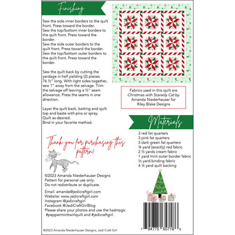 Back of the Peppermint Twirl quilt pattern by Amanda Niederhauser - Jedi Craft Girl