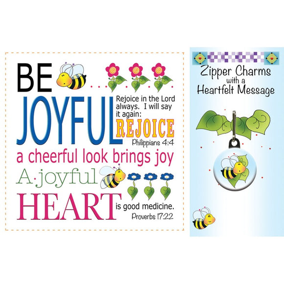 Joyful Zipper Charm Message by Jody Houghton Designs