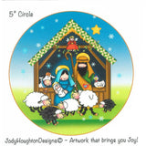 Jody's 5" Round Fabric Art Panel - Nativity by Jody Houghton Designs