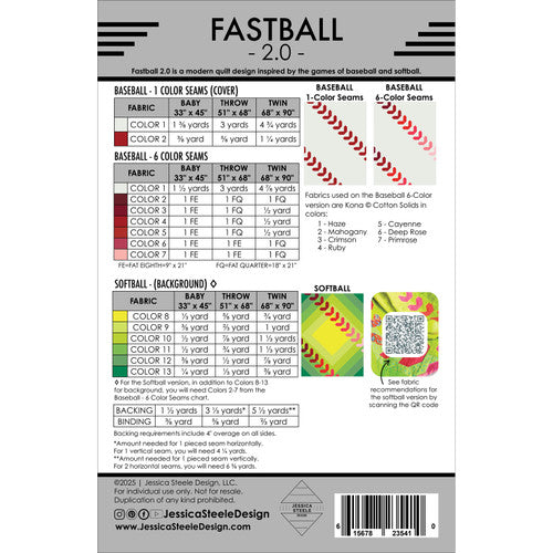Back of the Fastball 2.0 quilt pattern by Jessica Steele Design