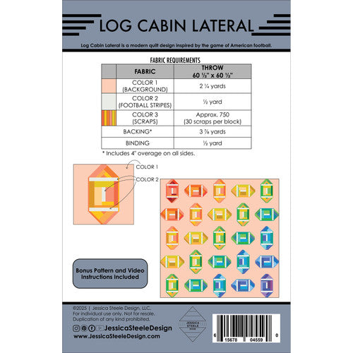 Back of the Log Cabin Lateral quilt pattern by Jessica Steele Design