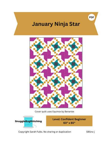 January Ninja Star Downloadable Pattern by Snuggle Bug Stitching
