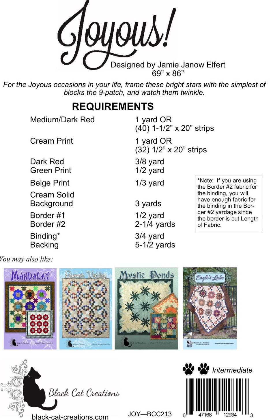 Back of the Joyous! Downloadable Pattern by Black Cat Creations