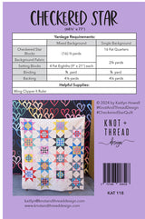 Back of the Checkered Star Quilt Pattern by Knot and Thread Designs