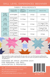 Back of the The Helen Quilt Pattern by Kitchen Table Quilting