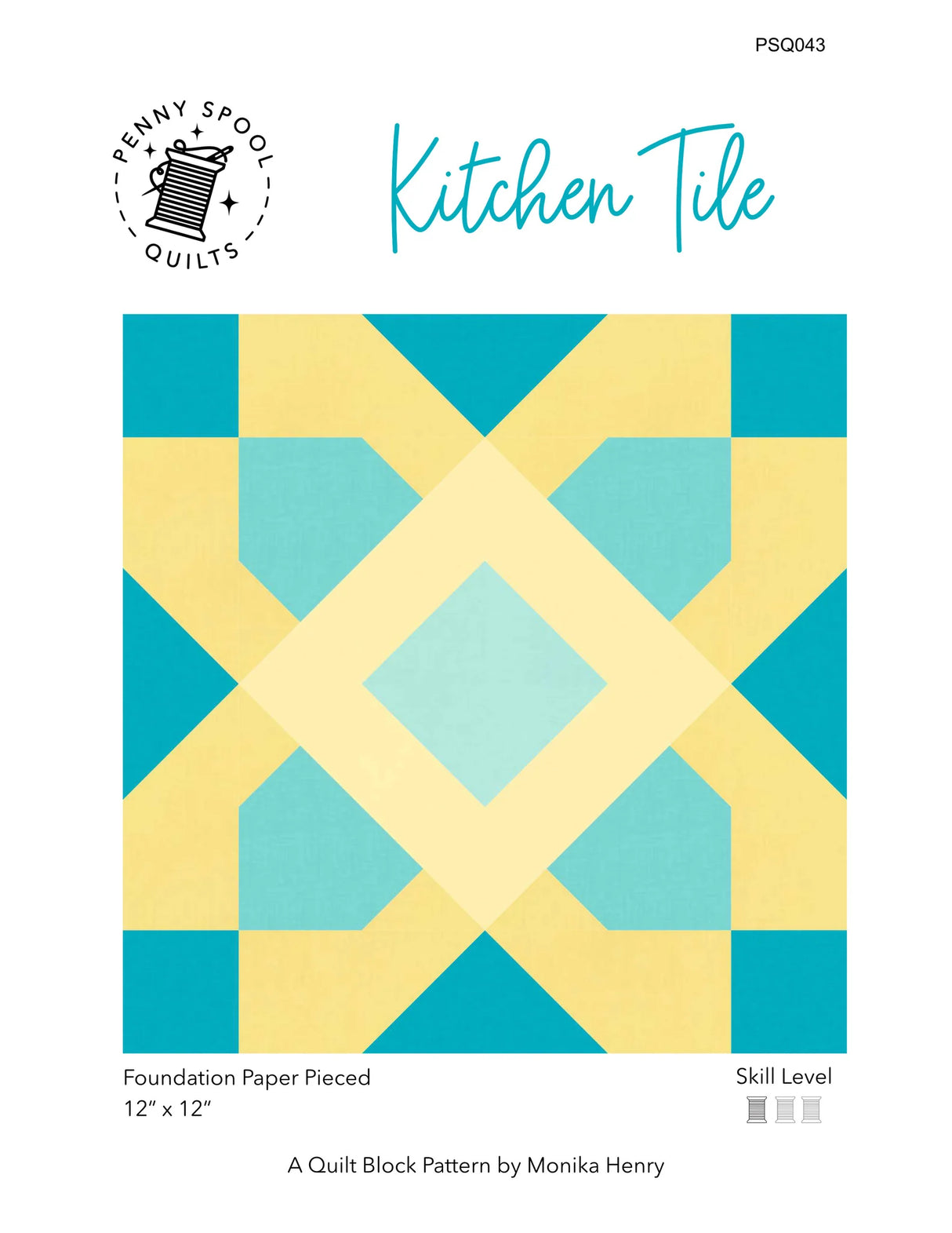 Kitchen Tile Quilt Block Downloadable Pattern by Penny Spool Quilts Pattern
