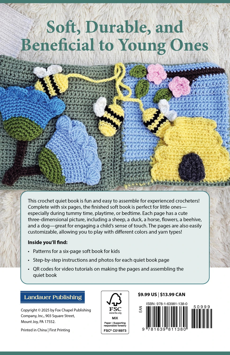 Back of the Crochet a Quiet Book by Landauer