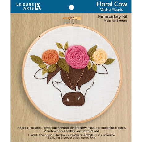 Leisure Arts Emb Kit 6" Floral Highland Cow by Leisure Arts
