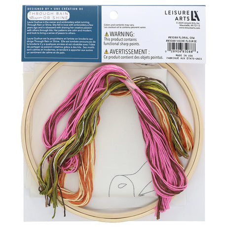 Leisure Arts Emb Kit 6" Floral Highland Cow by Leisure Arts
