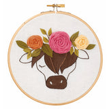 Leisure Arts Emb Kit 6" Floral Highland Cow by Leisure Arts