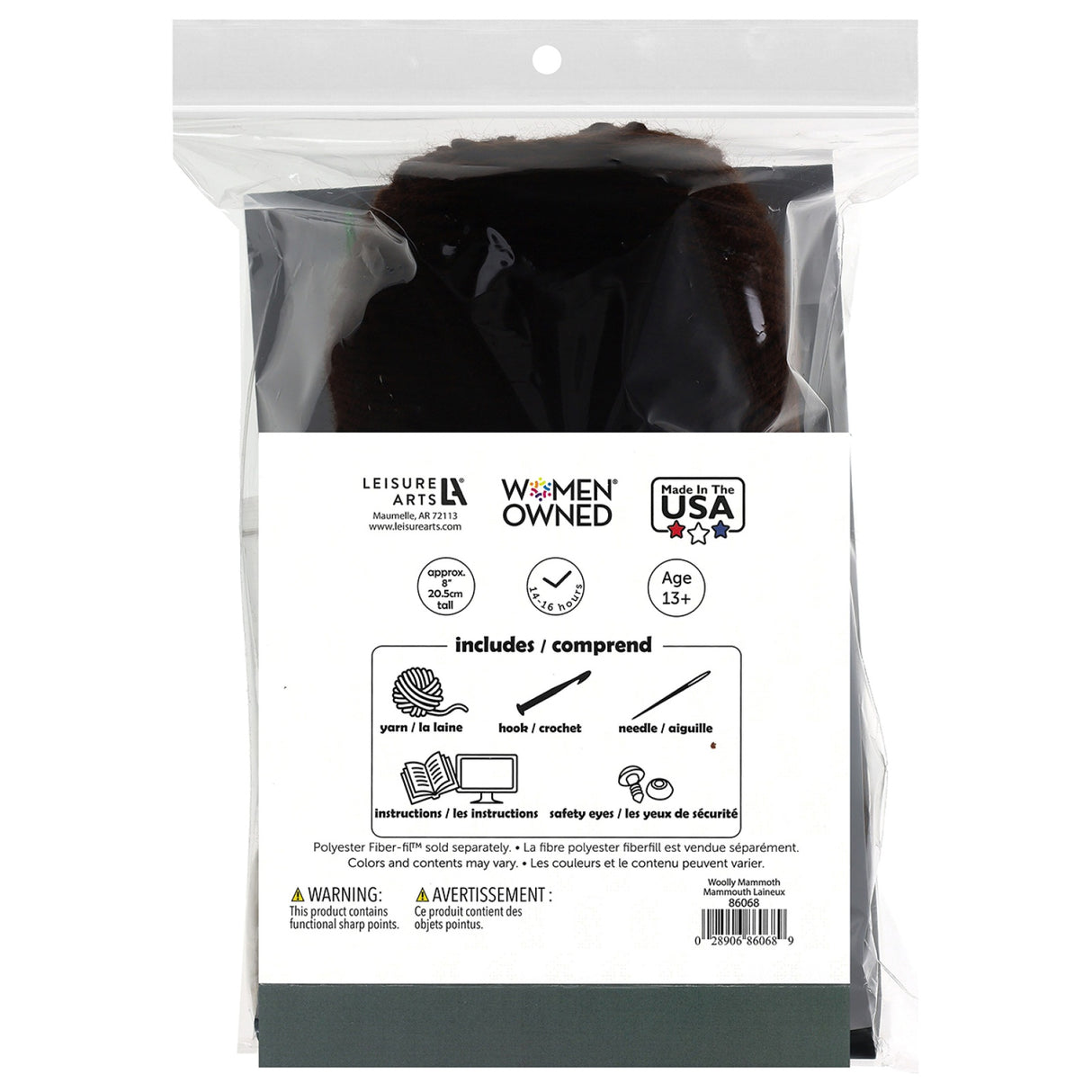 Back of the Leisure Arts Amigurumi Kit Woolly Mammoth by Leisure Arts