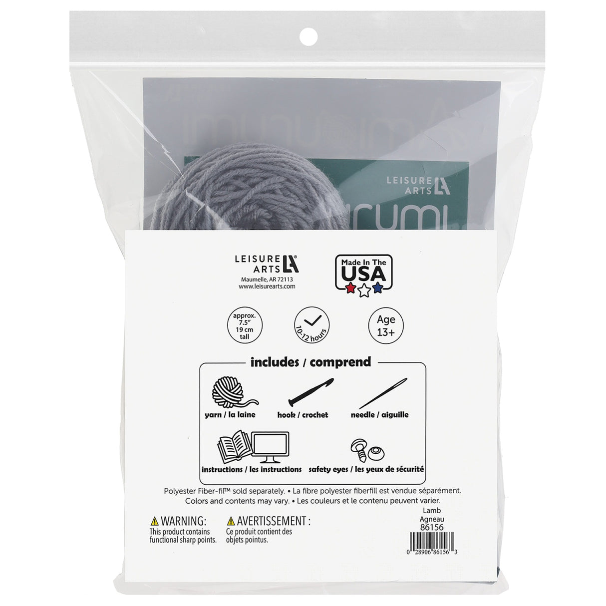 Back of the Leisure Arts Amigurumi Kit Lamb by Leisure Arts