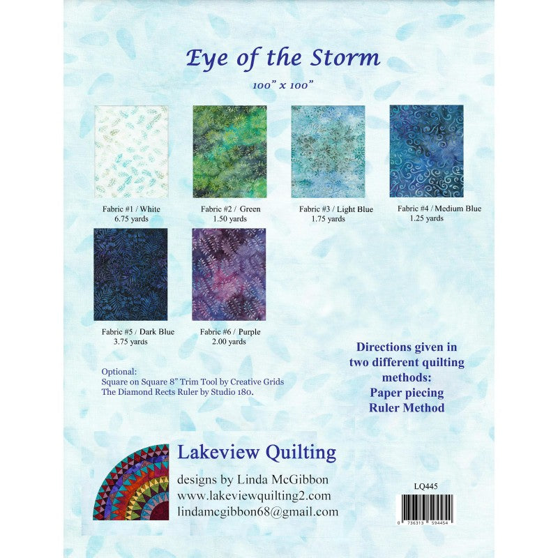 Back of the Eye of the Storm  Quilt Pattern by Lakeview Quilting