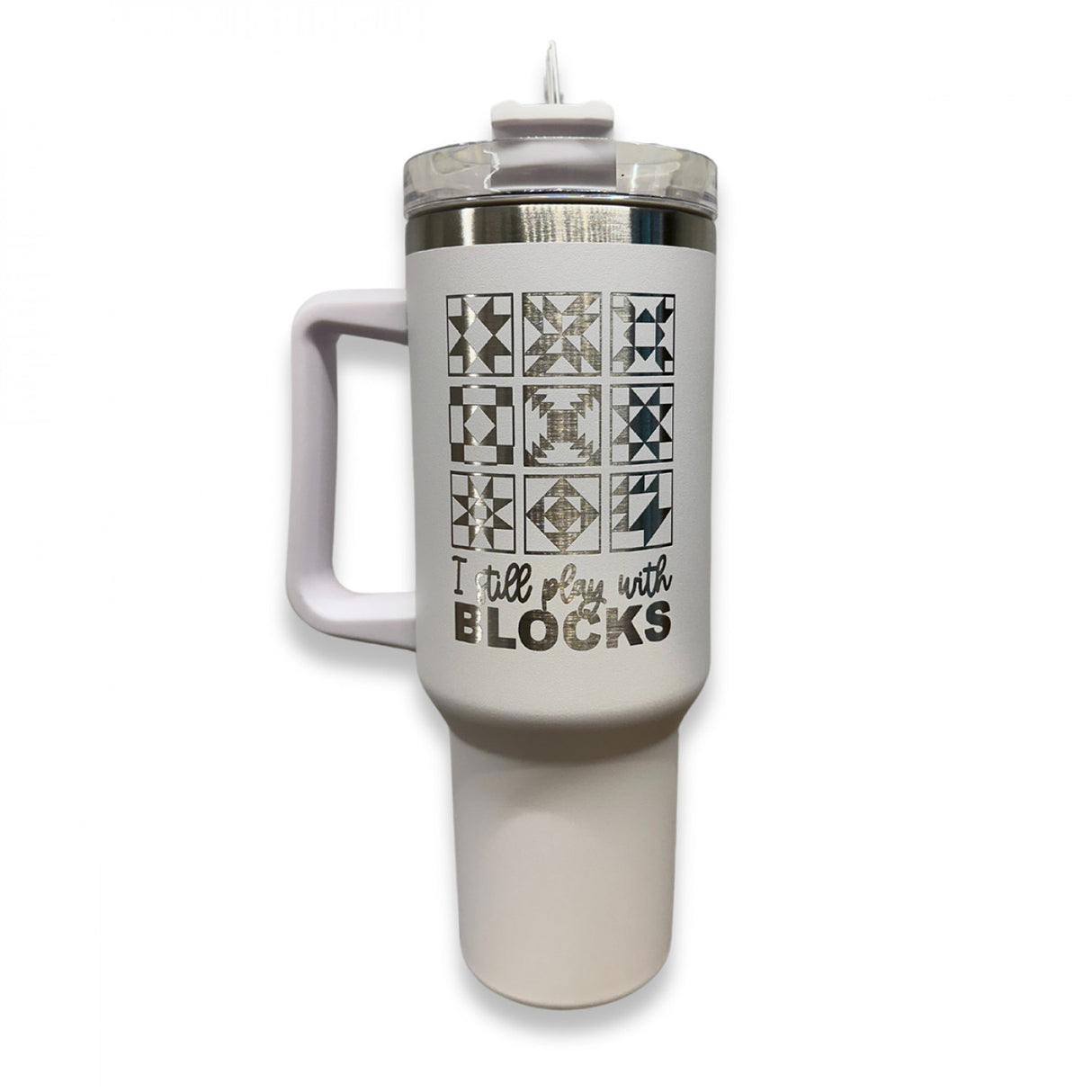 I Still Play with Blocks White Stainless Steel Tumbler 40oz by Lake & Laser