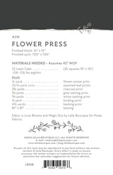 Back of he Flower Press Quilt Pattern by Lella Boutique