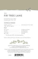 Back of the Fir Tree Lane Quilt Pattern by Lella Boutique