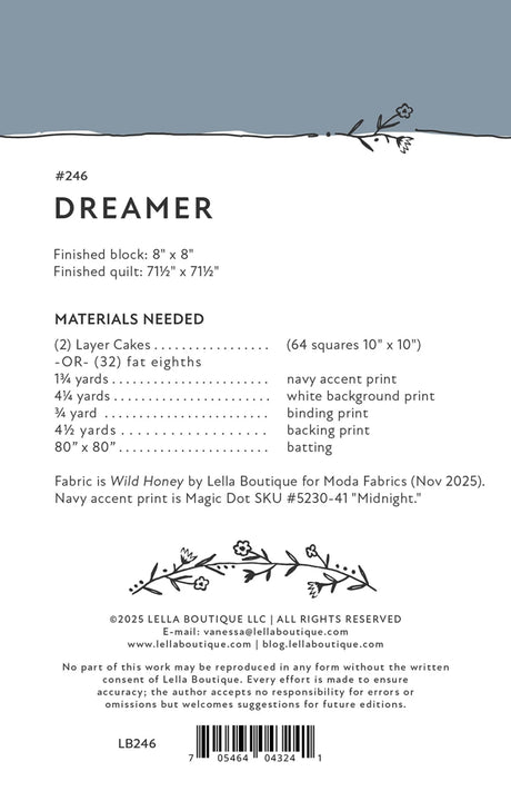 Back of the Dreamer Quilt Pattern by Lella Boutique