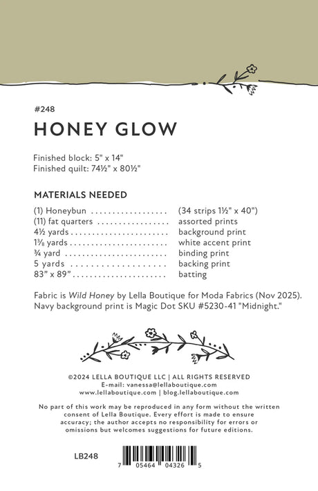 Back of the Honey Glow Quilt Pattern by Lella Boutique