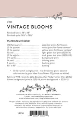 Back of the Vintage Blooms Quilt Pattern by Lella Boutique