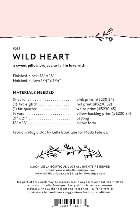 Back of the Wild Heart Pillow by Lella Boutique