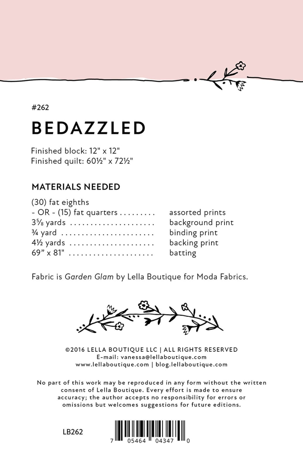 Back of the Bedazzled Quilt Pattern by Lella Boutique