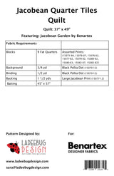 Back of the Jacobean Quarter Tiles Quilt Pattern by Ladeebug Designs