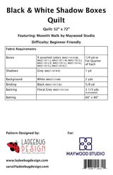 Back of the Black and White Shadow Boxes Quilt Pattern by Ladeebug Designs