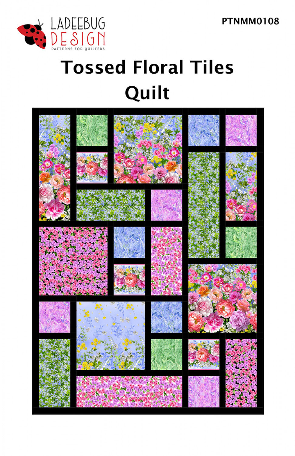 Tossed Floral Tiles Quilt Pattern by Ladeebug Designs