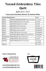 Back of the Tossed Embroidery Tiles Quilt Pattern by Ladeebug Designs