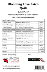Back of the Blooming Love Patch Quilt Pattern by Ladeebug Designs