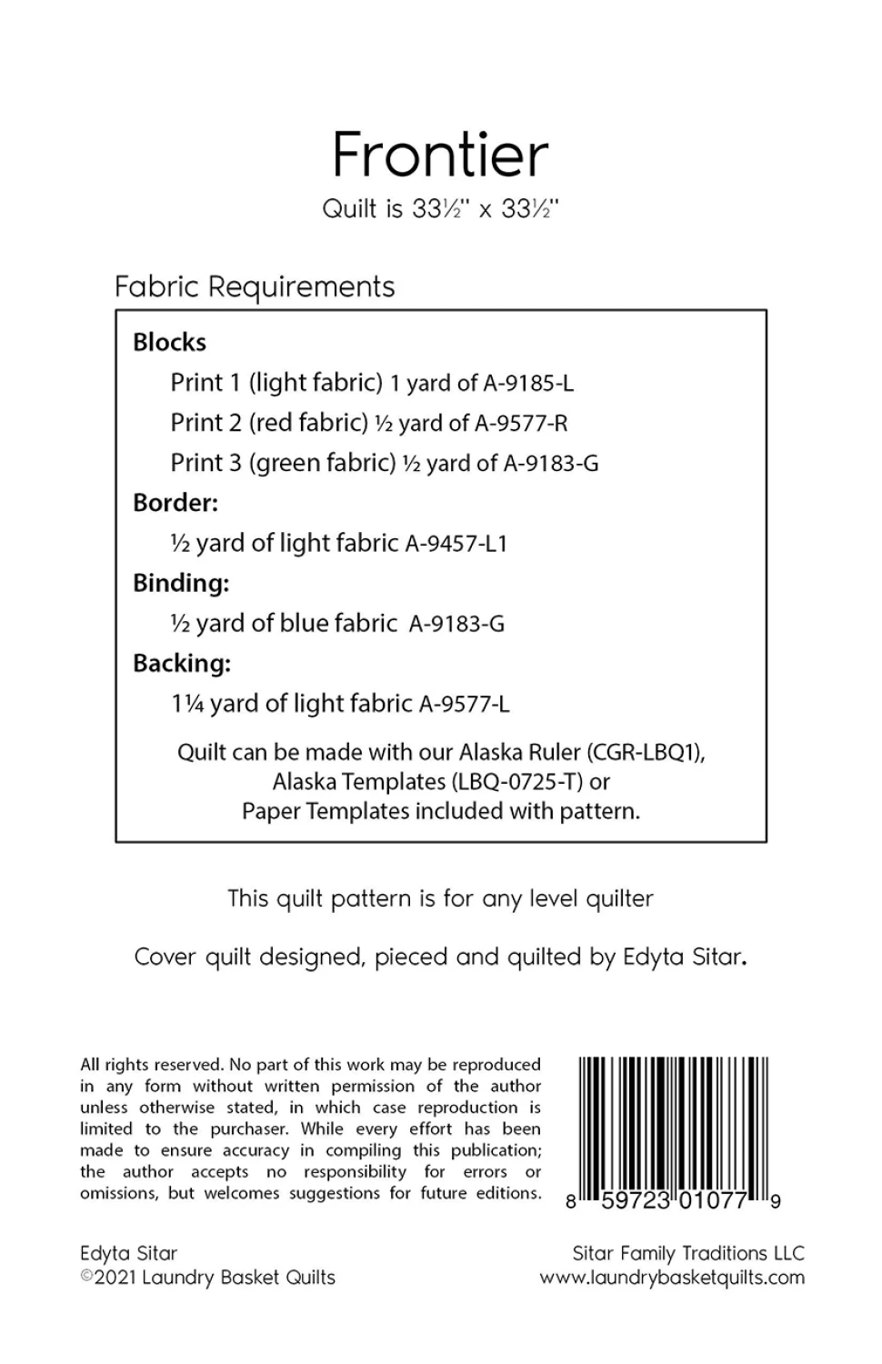 Frontier Quilt Pattern