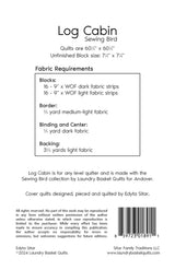 Back of the Log Cabin - Sewing Bird Quilt Pattern by Laundry Basket