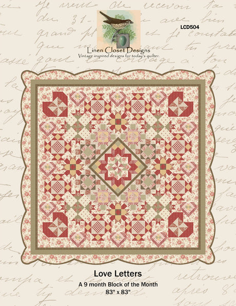 Love Letters BOM Quilt Pattern by Linen Closet Designs