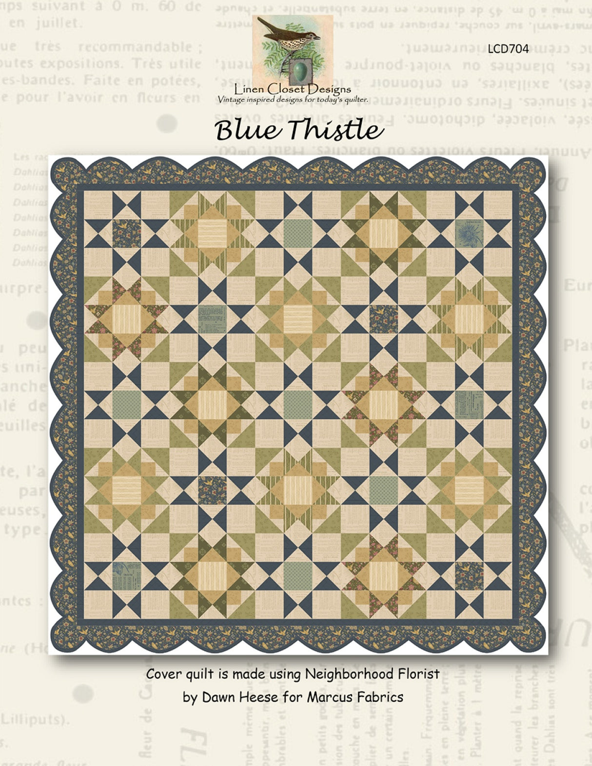 Blue Thistle Quilt Pattern by Linen Closet Designs