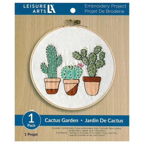 Leisure Arts Kit Embroidery 6in Cactus Garden by Leisure Arts