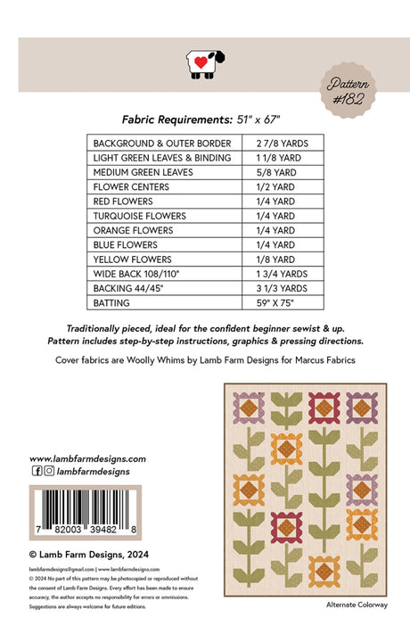 Back of the Daisy Chain Quilt Pattern by Lamb Farm Designs
