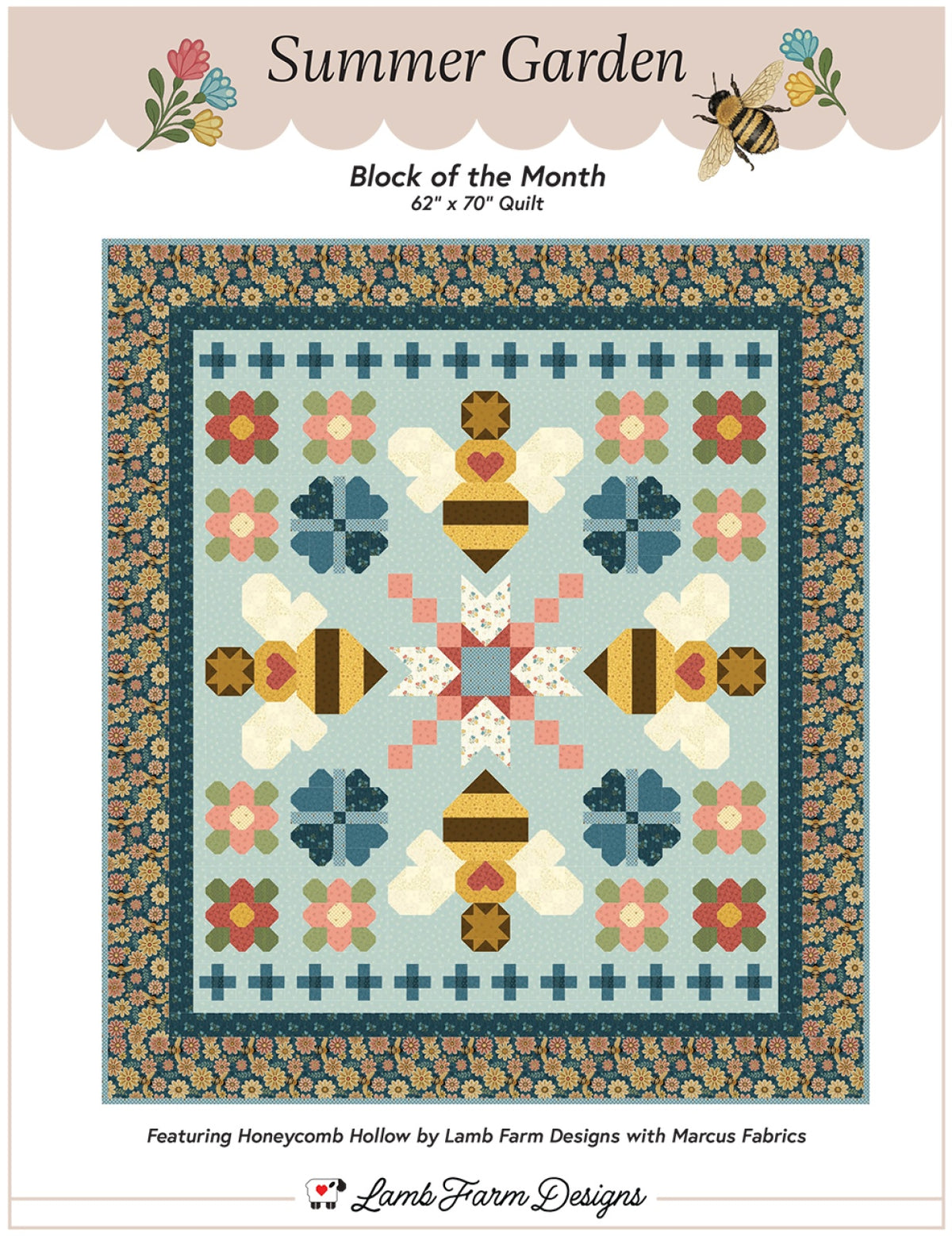 Summer Garden BOM Pattern Quilt Pattern by Lamb Farm Designs