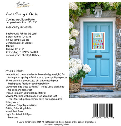 Back of the Easter Bunny & Chicks Sewing Pattern by Laurie Kent Designs