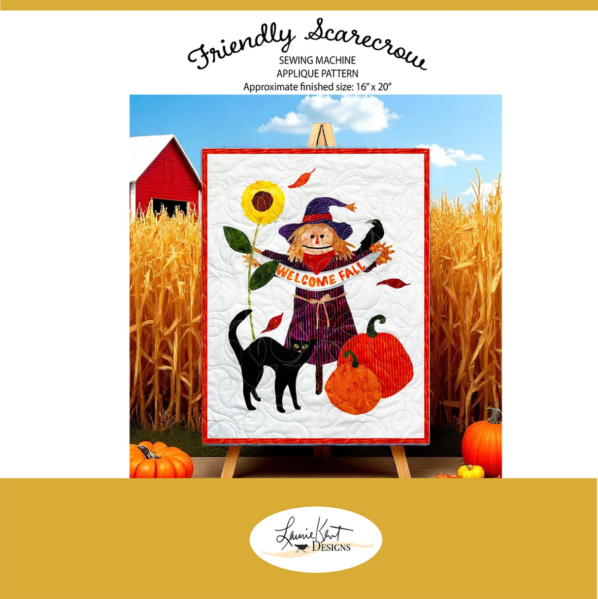 Friendly Sacrcrow - Sewing Applique Pattern Quilt Pattern by Laurie Kent Designs