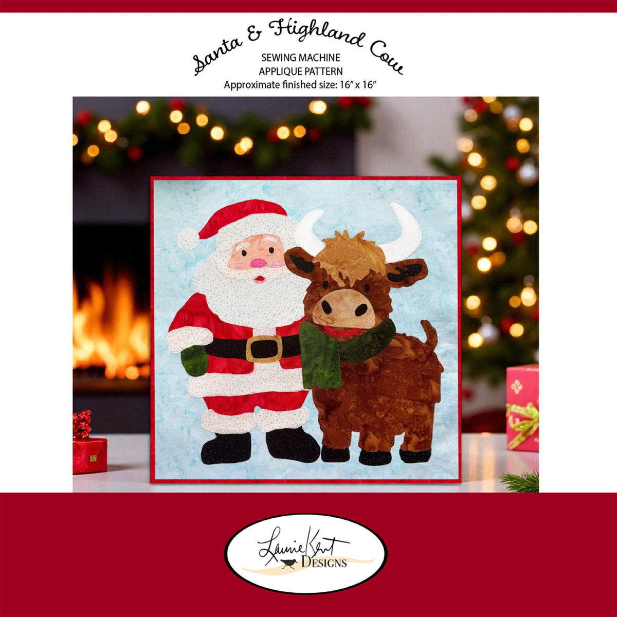Santa & Highland Cow - Sewing Applique Design Quilt Pattern by Laurie Kent Designs